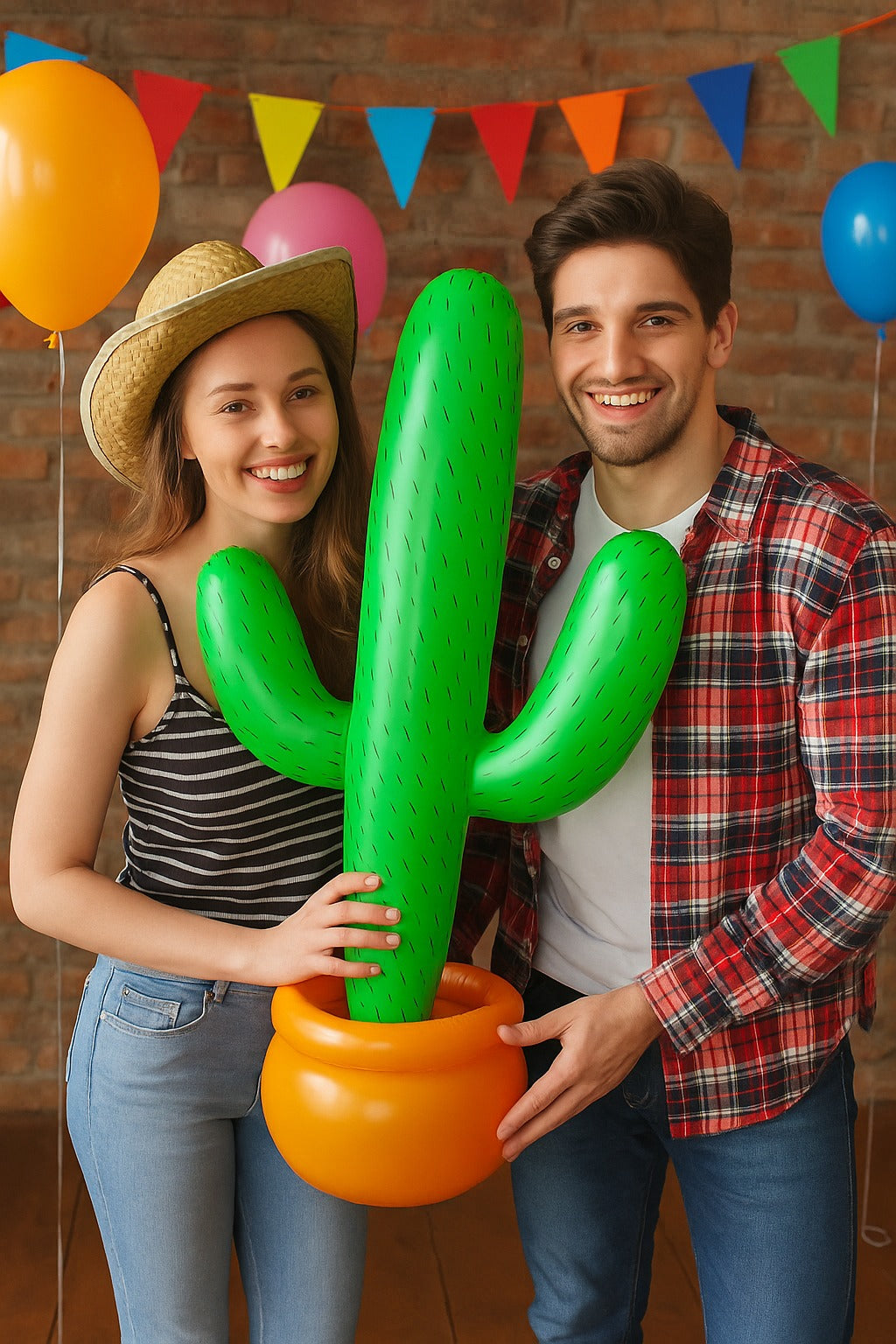 labreeze Inflatable Cactus 86cm – Blow Up Green Cactus Decoration for Parties, Wild West Theme, Summer Events, Pool Toys & Fancy Dress Props
