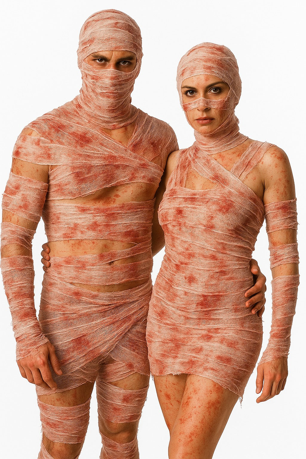 Bloody Bandage Set (2 x 1.5m) – Halloween Fancy Dress Costume Accessory for Couples – Horror Mummy Zombie Wrap Decoration