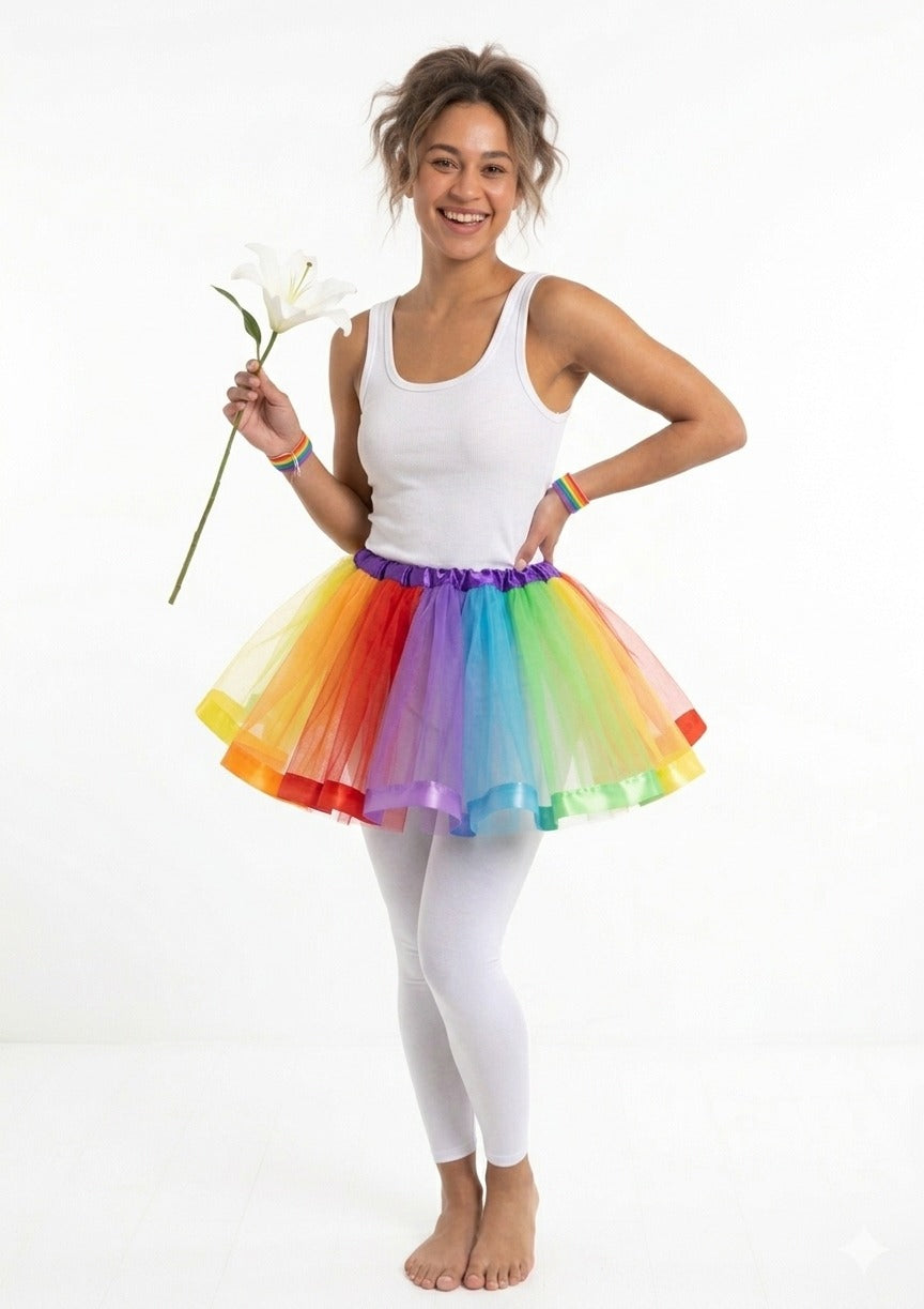 Rainbow Pride Tutu (Adult) – Multicolour Layered Festival & Fancy Dress Skirt - Labreeze Ltd