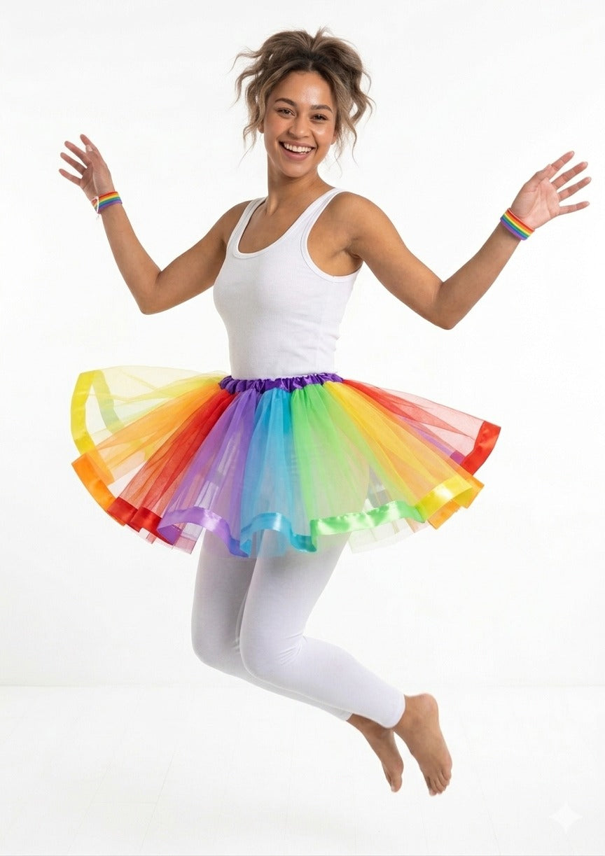 Rainbow Pride Tutu (Adult) – Multicolour Layered Festival & Fancy Dress Skirt - Labreeze Ltd