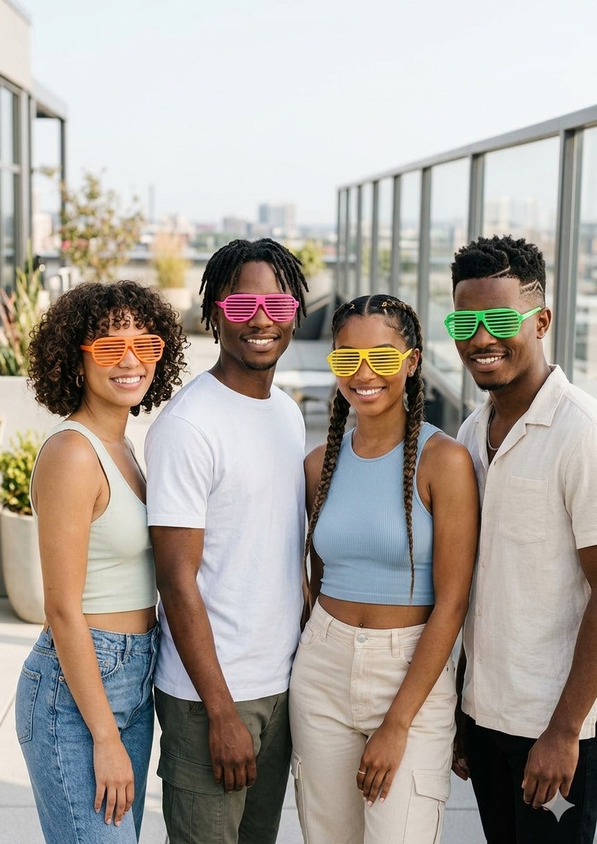 Shutter Neon Glasses for Adults – Assorted Colours Novelty Party & Festival Accessories