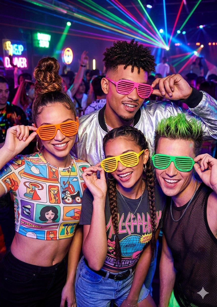 Shutter Neon Glasses for Adults – Assorted Colours Novelty Party & Festival Accessories