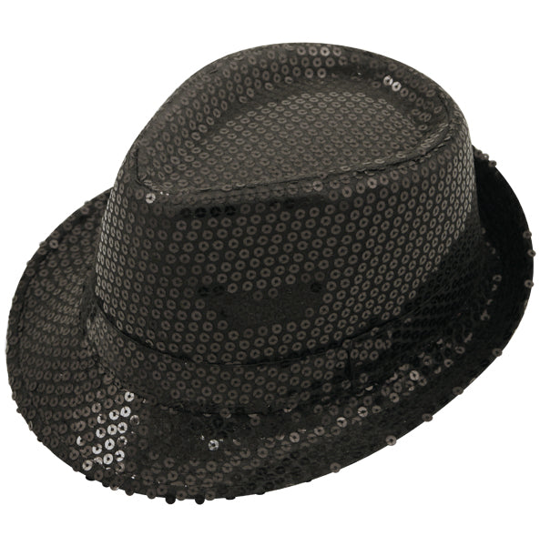 labreeze Black Sequin Gangster Hat with Matching Braces and Gold Pimp Stick – Adult Christmas Fancy Dress Accessory Set