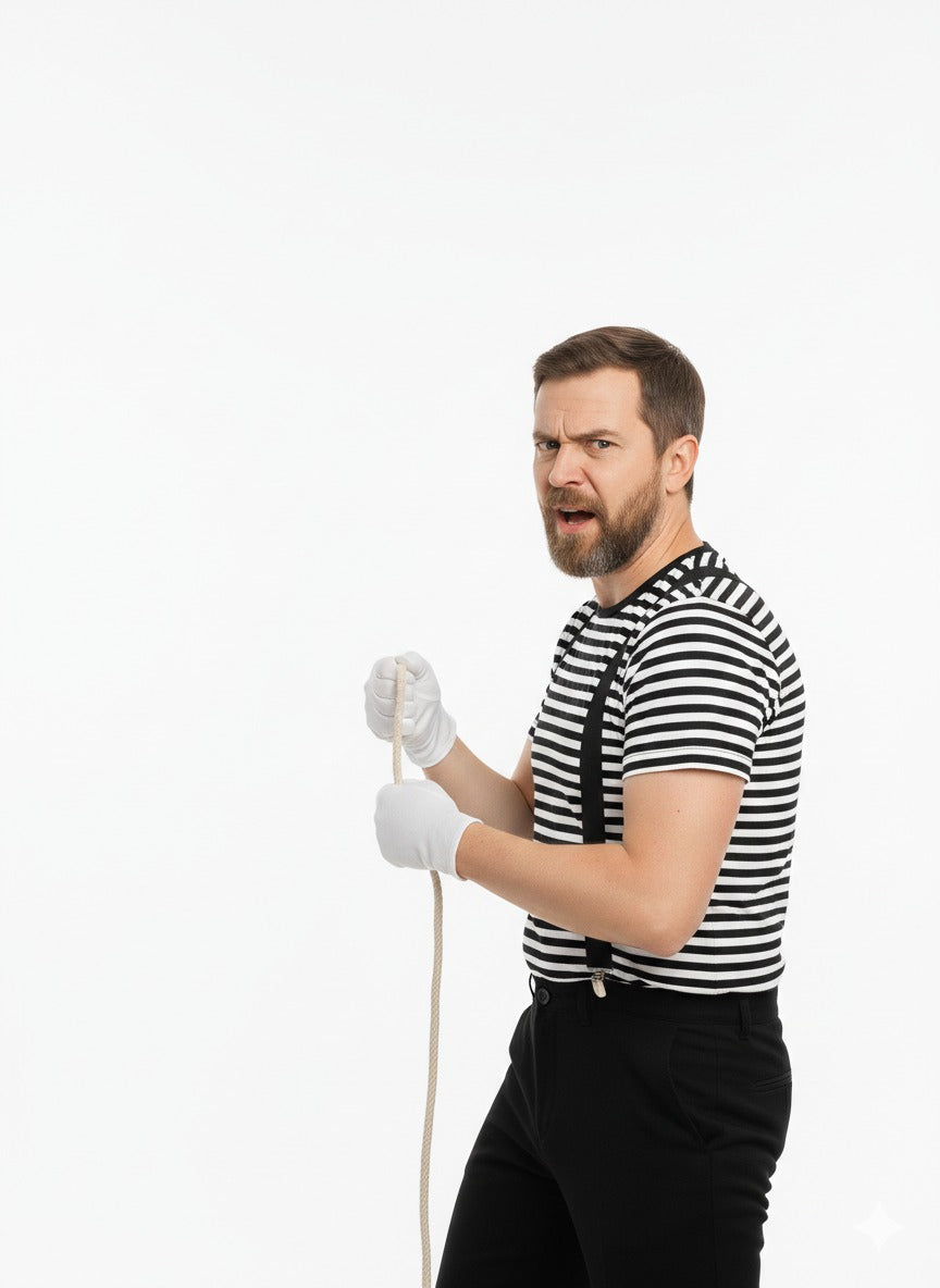 labreeze Black & White Stripe T-Shirt with White gloves , black braces  – 3 Piece Fancy Dress Costume Set - Labreeze Ltd
