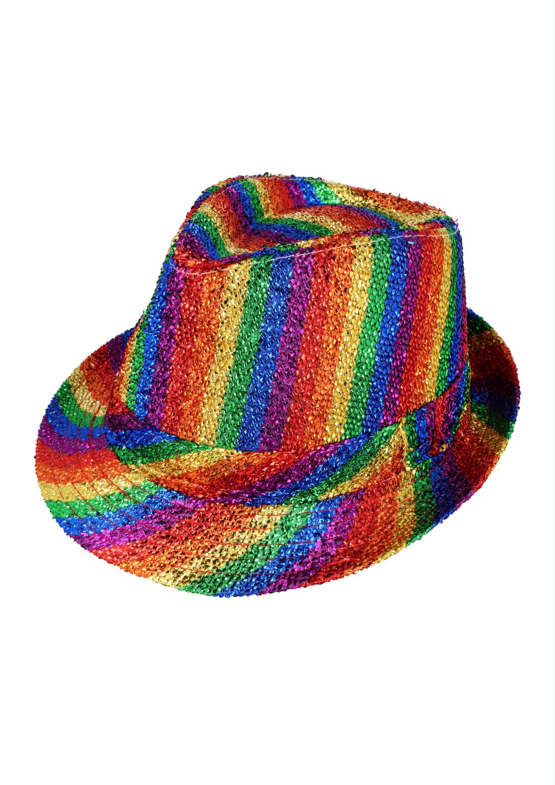 labreeze Set of 5 Rainbow Pride Metallic Tinsel Trilby Hats for Adults – Sparkly Festival & Party Hats