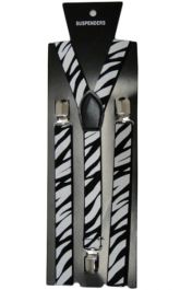 Zebra Printed Braces 2.5 cm – Adult Adjustable Novelty Suspenders