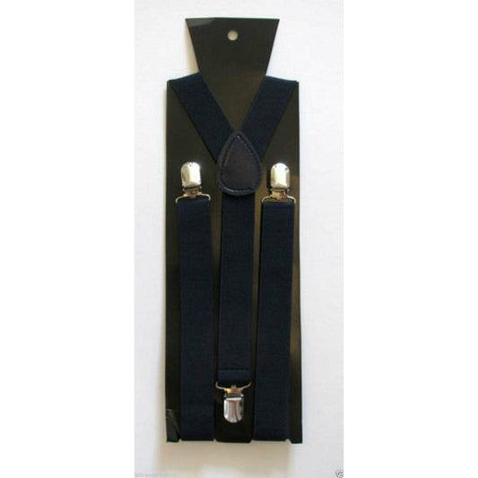 Black Plain Braces 2.5 cm – Adult Adjustable Suspenders for Fancy Dress & Everyday Wear