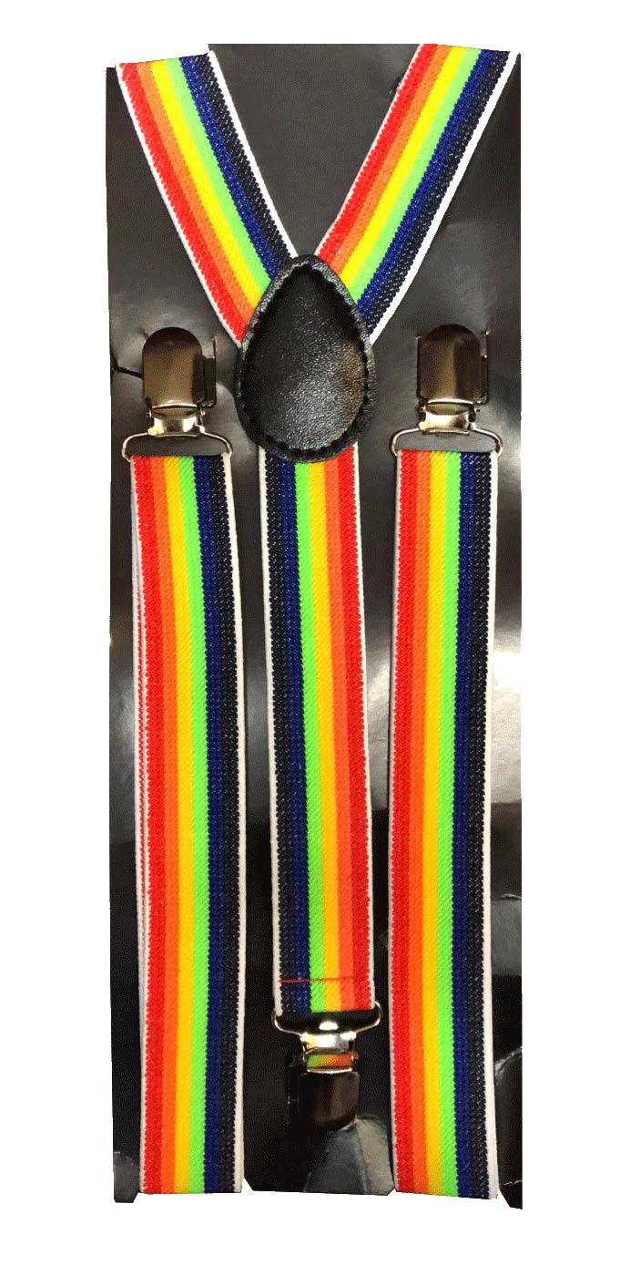 Adults Rainbow Pride Printed Braces Unisex Clip on Suspenders LGBTQ Fancy Dress Party Accessory - Labreeze