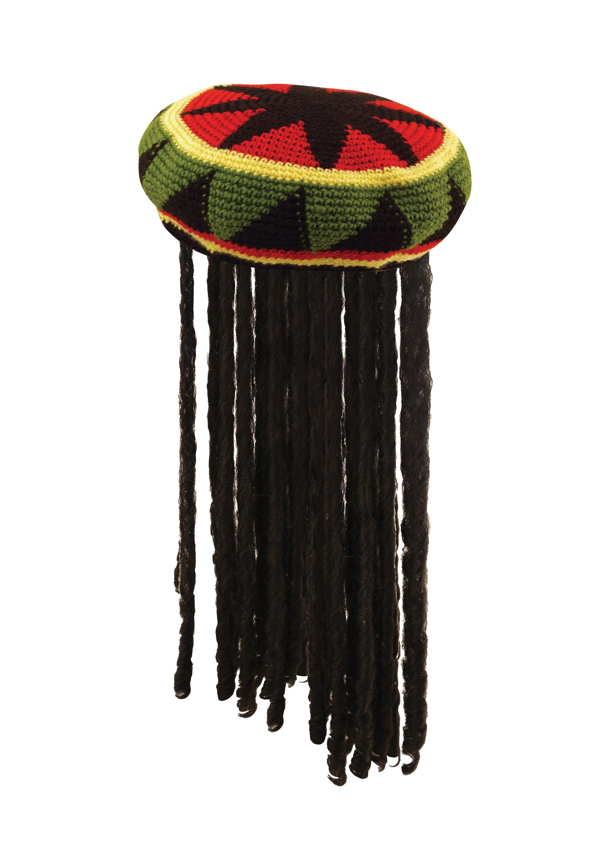 Adults Rasta Jamaican Hat with Dreadlocks Fake Spliff Pink Glasses Caribbean Party Kit - Labreeze