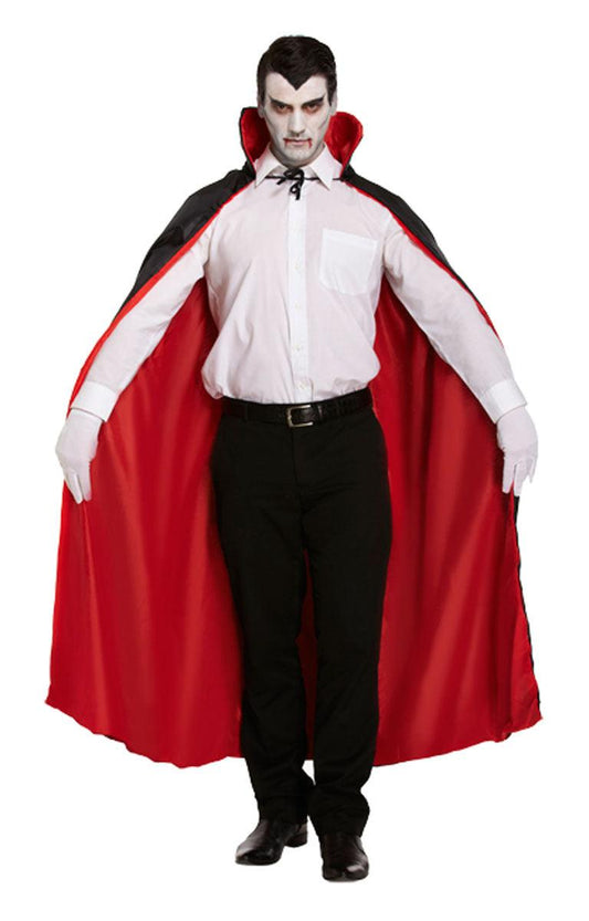 Adults Reversible Red Cape Halloween Dracula Vampire Cloak Unisex Scary Fancy Dress - Labreeze