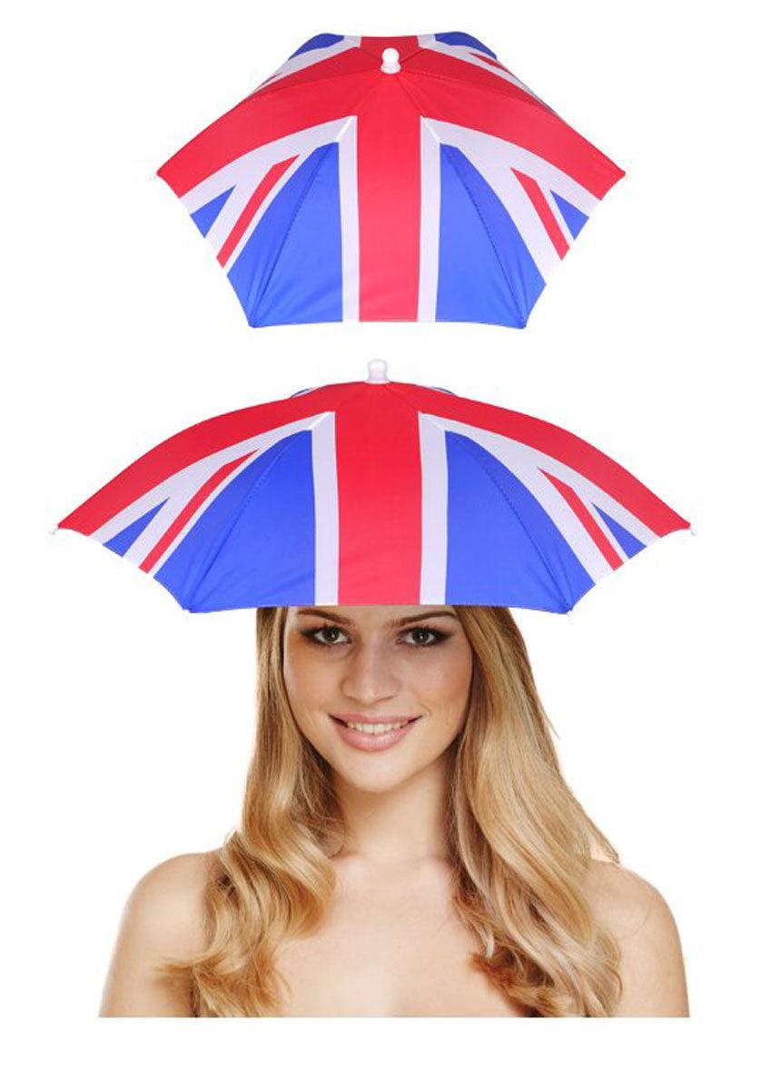 Exact included product: Union Jack Umbrella Hat