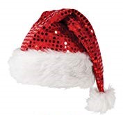 Pack of 6 Sexy Red Sequin Secret Santa Hat - Christmas Xmas Fancy Dress
