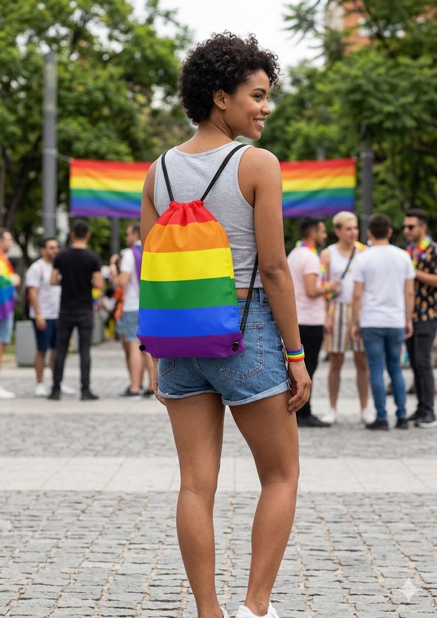 Pride Drawstring Bag with Rainbow Design – Lightweight Festival & Everyday Backpack - Labreeze Ltd