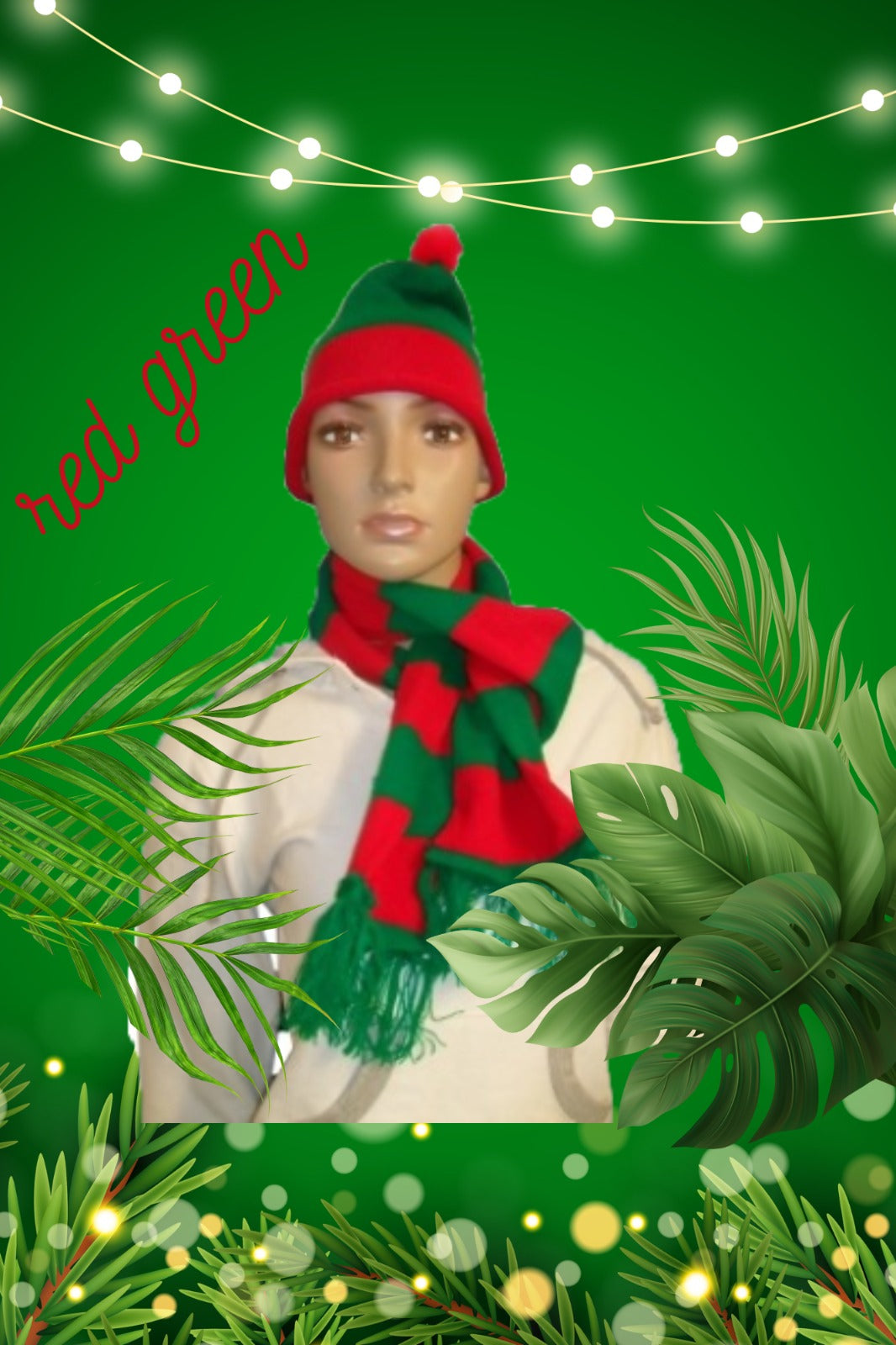 Green Red Scarf - Festive Elegance for Stylish Winter Warmth