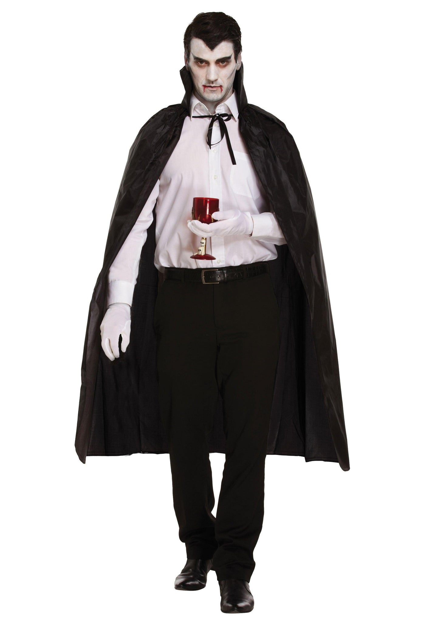 Black Long Dracula Cape with Collar Scream Bleeding Mask Plastic Reaper Scythe 110 Cm Halloween Scary Dracula Costume - Labreeze