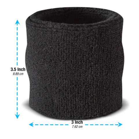 Black Towelling Sports Headband and Wristbands Set - Highly Absorbent Sweatbands for Running, Gym, Yoga & Athletics - Comfortable Fit for Men & Women