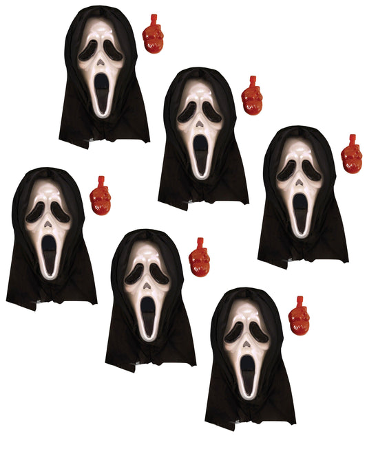 Bleeding Halloween Masks - Spooky Plastic Scream Masks with Blood (Pack of 6) - Labreeze