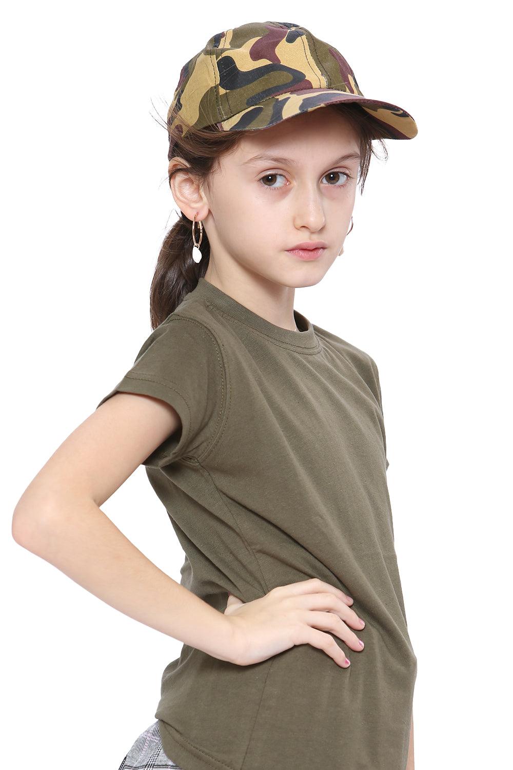 Children's Khaki Green Army T-Shirt Short Sleeves Boys Cadet Casual Cotton Top Fancy Dress - Labreeze