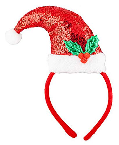 Sequin Santa Hat on Headband - Festive Holiday Glam