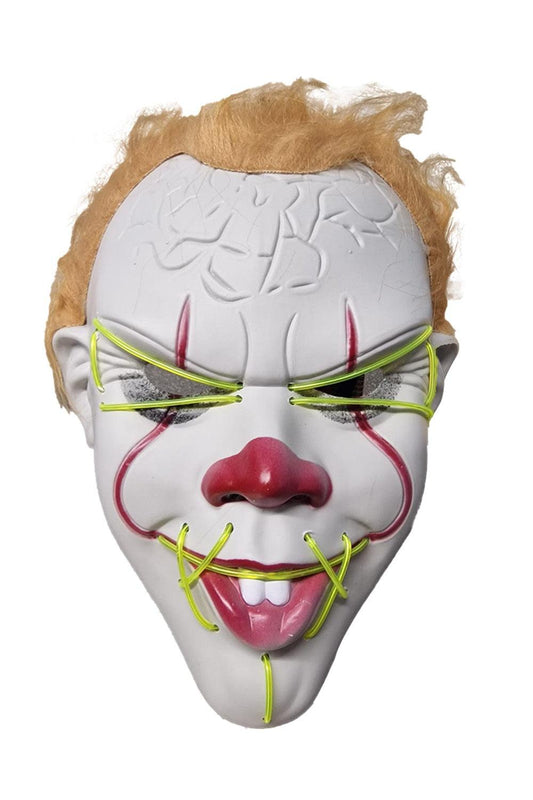 Evil Clown Light Up Assorted Mask Adults Halloween Horror Creepy Fancy Dress Costume Face Mask - Labreeze