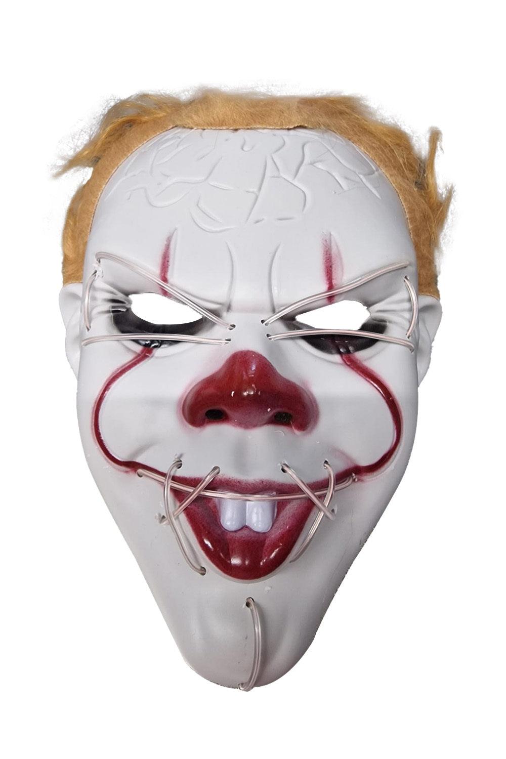 Evil Clown Light Up Assorted Mask Adults Halloween Horror Creepy Fancy Dress Costume Face Mask - Labreeze