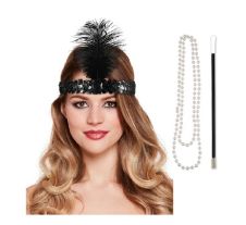 Flapper Lady Accessories Set (3 Pieces) – 1920s Fancy Dress Costume
