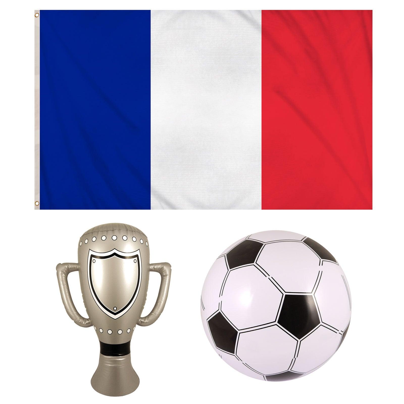 France Flag with Inflatable Trophy and Football