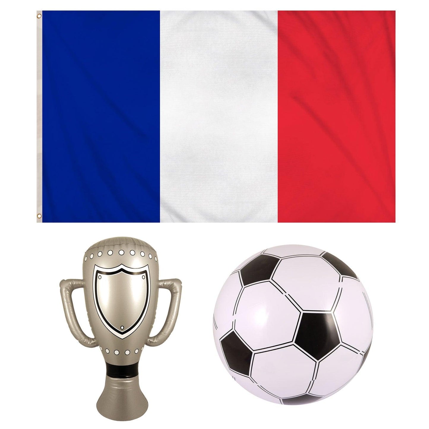 France Flag with Inflatable Trophy and Football