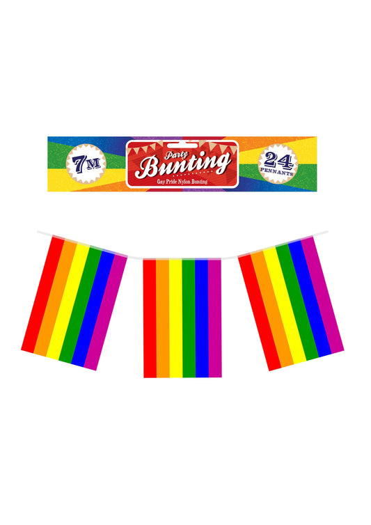 Gay Pride LGBTQ Rainbow Flag Bunting 7m 24 Rectangular Flags Pride Fancy Dress Party Decoration Accessory - Labreeze