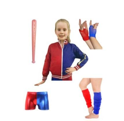 GIRLS SUPER VILLAIN SET WITH JACKET GLOVES HOT PANTS AND  LEG WARMERS - Labreeze