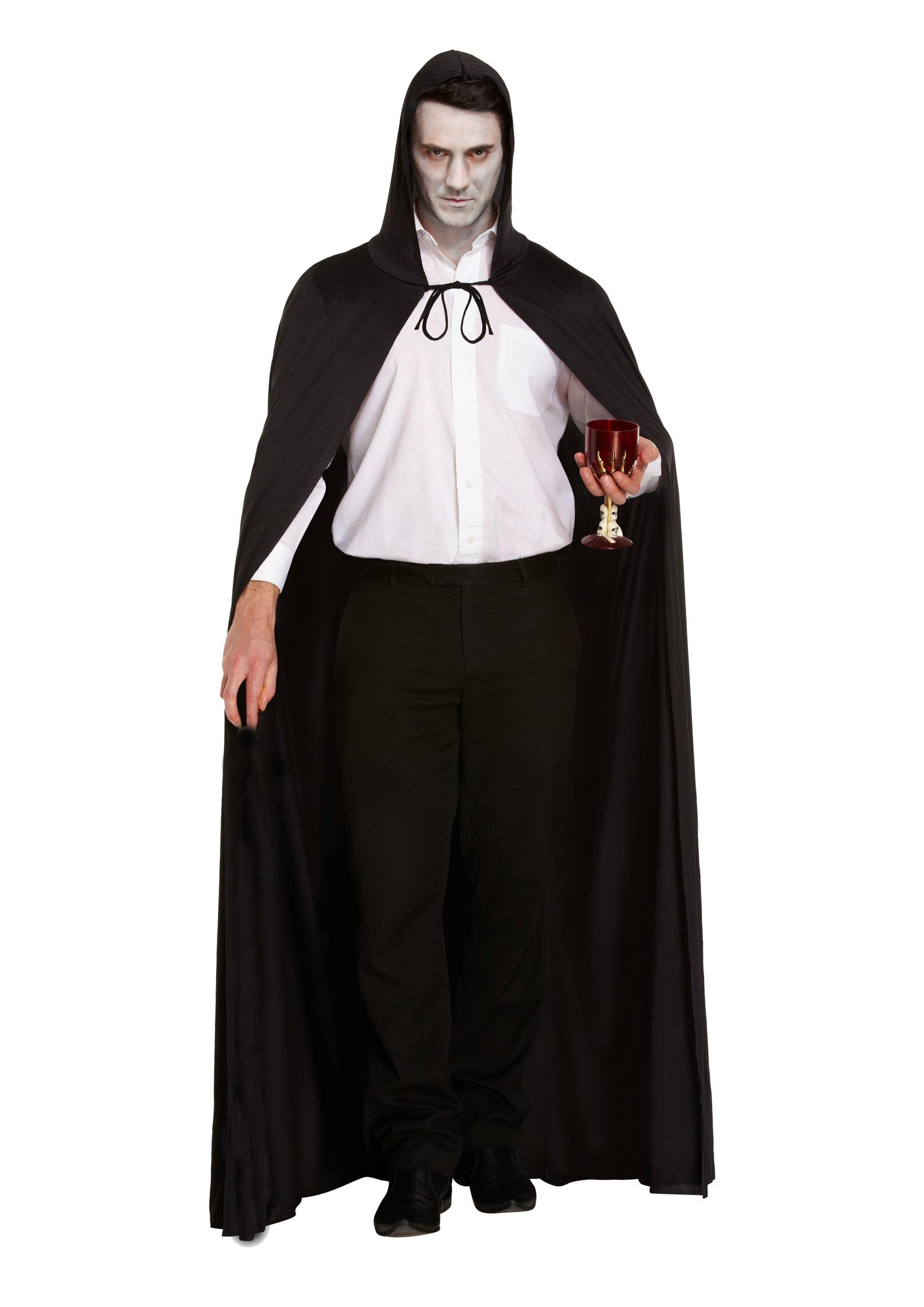 Horror Costume Set: Long Black Cape with Hood, Bleeding Scream Mask, and Fake Blooded Cleaver Weapon - Labreeze
