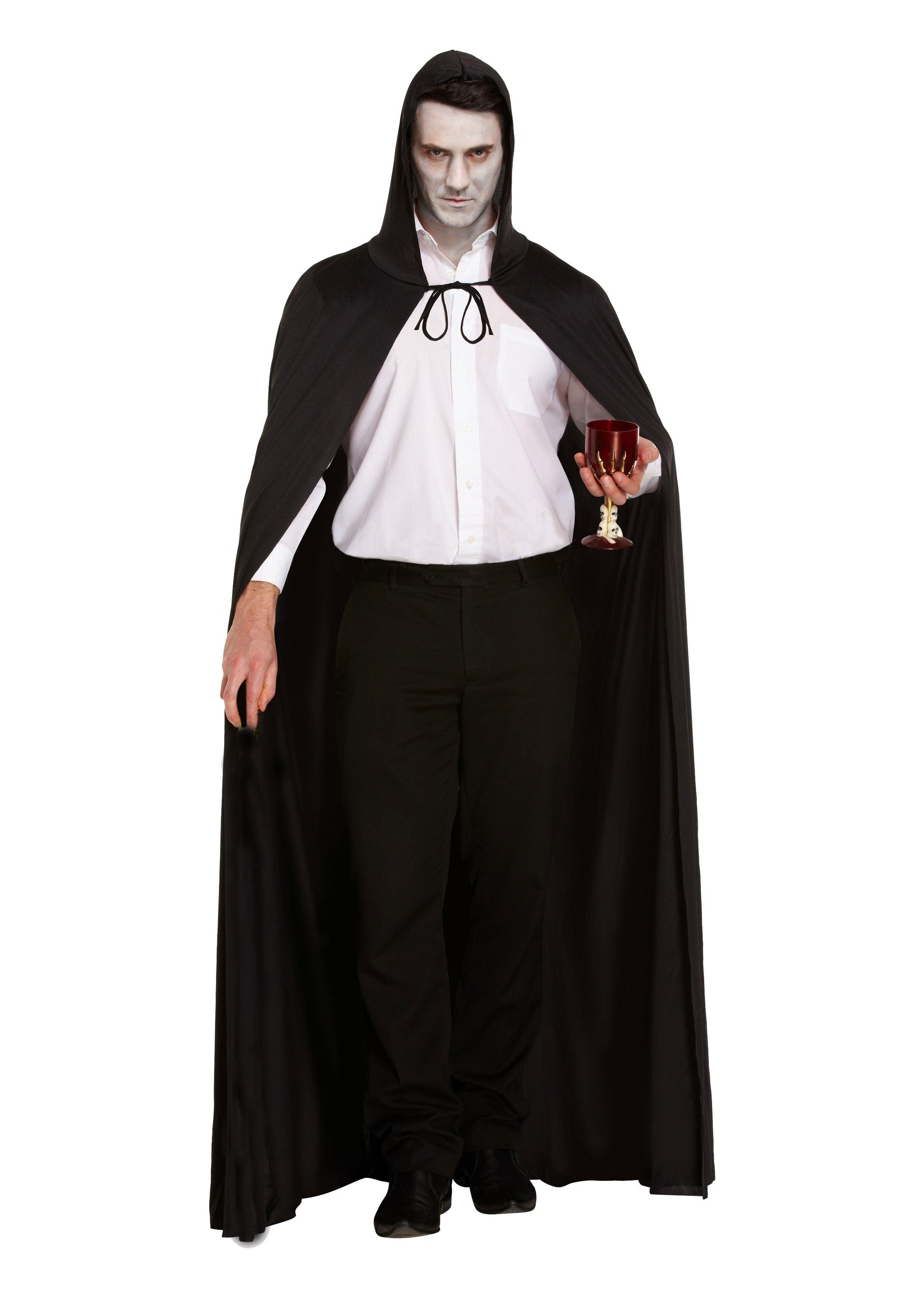 Horror Costume Set: Long Black Cape with Hood, Bleeding Scream Mask, and Fake Blooded Cleaver Weapon - Labreeze