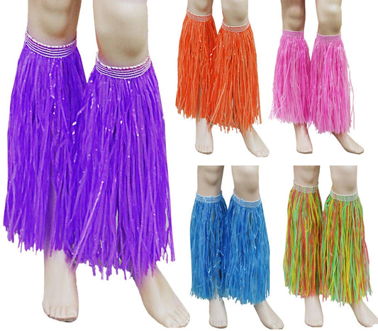 Hula Straw Leg Cuffs Hawaiian Holiday Beach Wear Ladies Girls Fancy Dress Party Costume Accessory - Labreeze