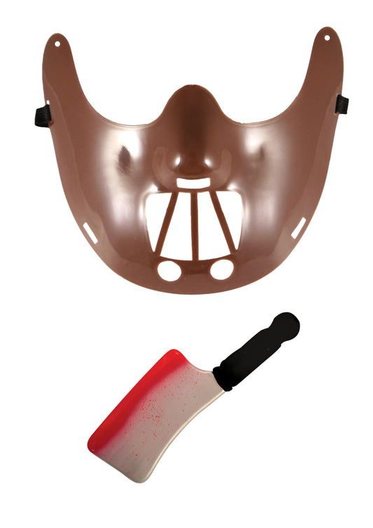 Labreeze Hannibal Lecter Costume Set | Plastic Mask & Fake Blooded Cleaver - Labreeze