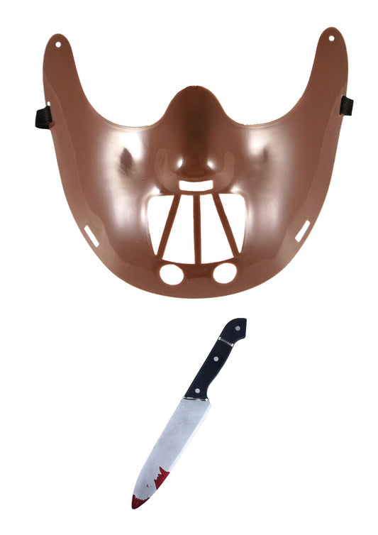 Labreeze Hannibal Lecter Costume Set | Plastic Mask & Fake Blooded Knife - Labreeze