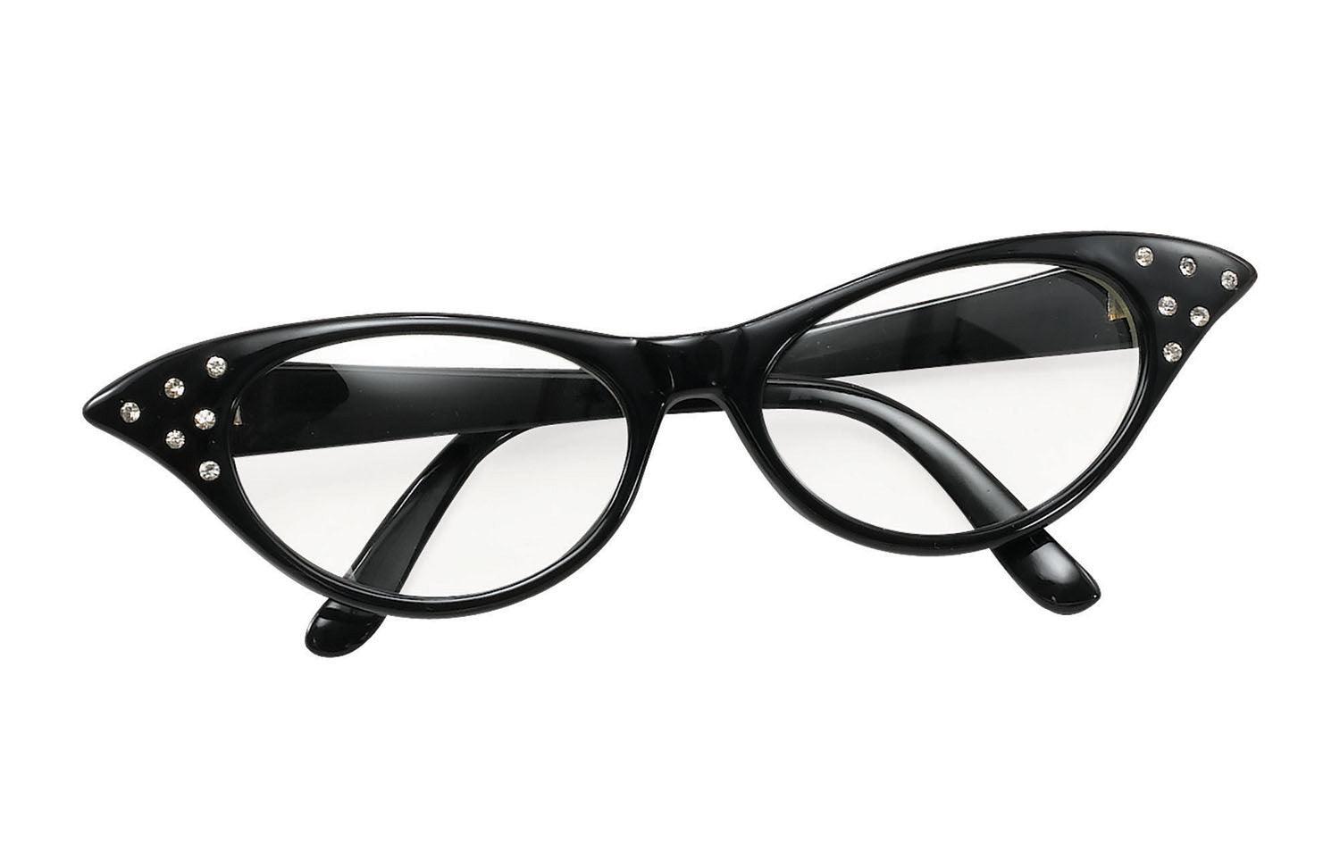 Ladies 50s Female Style Glasses Black Rockabilly Fifties Hen Party Fancy Dress Costume Accessory - Labreeze