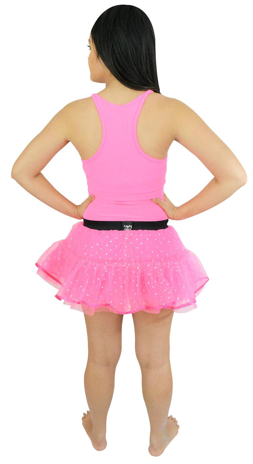 Ladies Girls Pink Sequin Tutu Skirt Elasticated Waistband Hen Night Party Fancy Dress - Labreeze