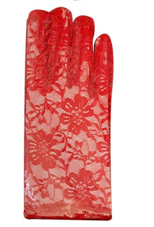 Ladies Red Veil on Hair Band Lace Gloves Monk Cross Christmas Fancy Dress - Labreeze
