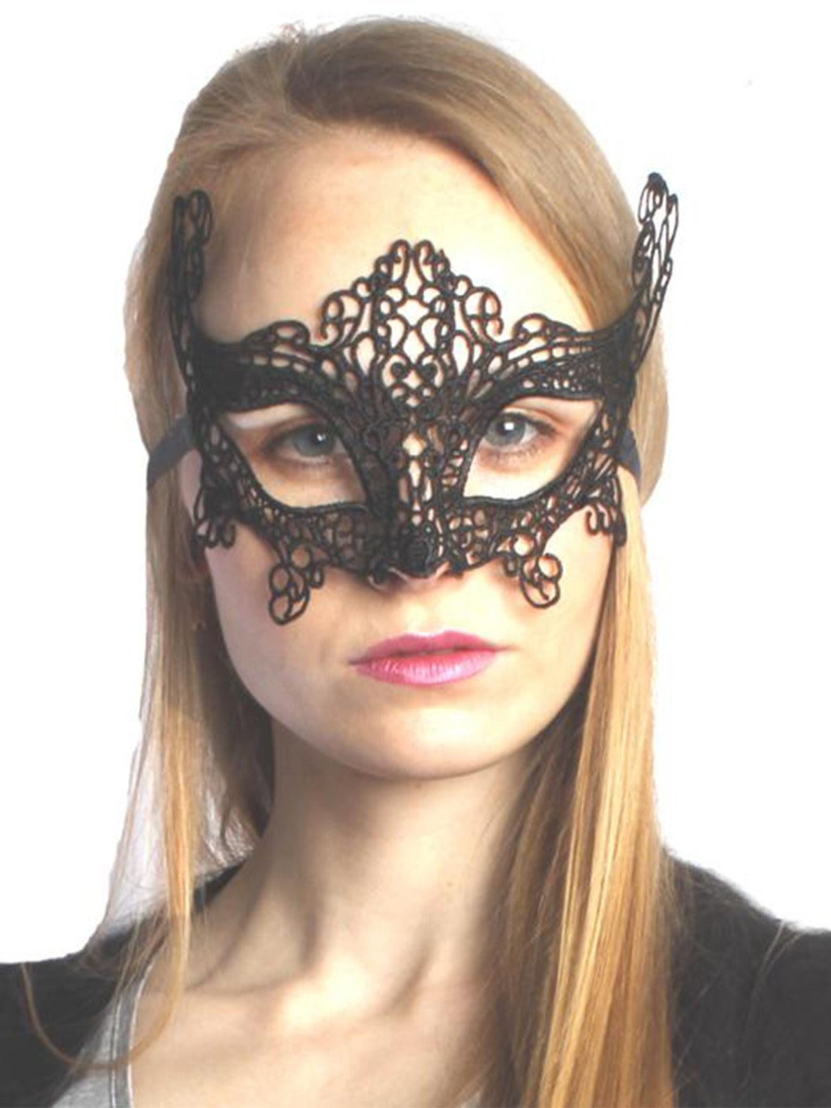 Masquerade Lace Mask Black Floral Eye Mask Ladies Girls Fancy Dress Party Costume Accessory - Labreeze