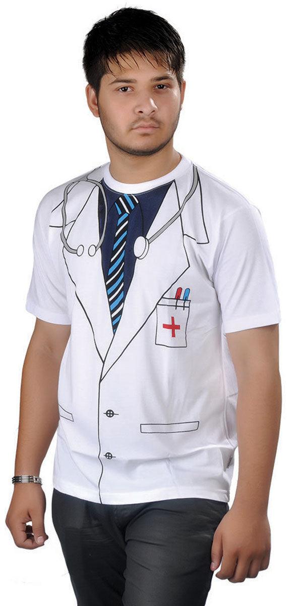 Men’s Doctor Printed T-shirt Short Sleeves Funny Geek Hen Stag Do Fancy Dress Party Top - Labreeze