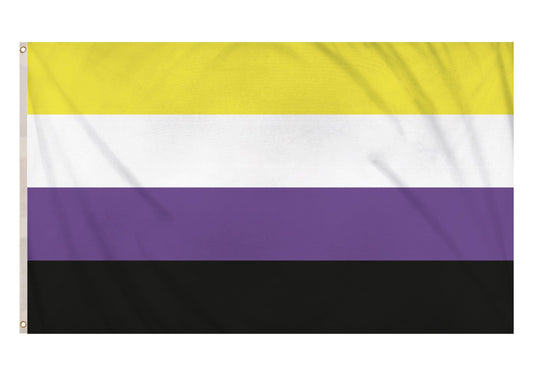 Non Binary LGBTQ Flag 5ftx3ft Polyester Double Stitched Seam Metal Eyelets Party Decoration - Labreeze