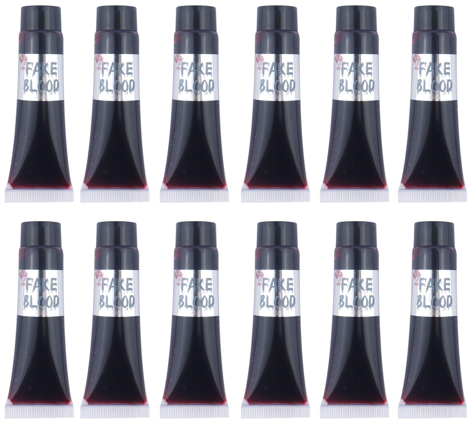 Pack of 12 Fake Blood Tubes - 16ml Halloween Horror Vampire Theme Party Fancy Dress Makeup Accessories - Labreeze