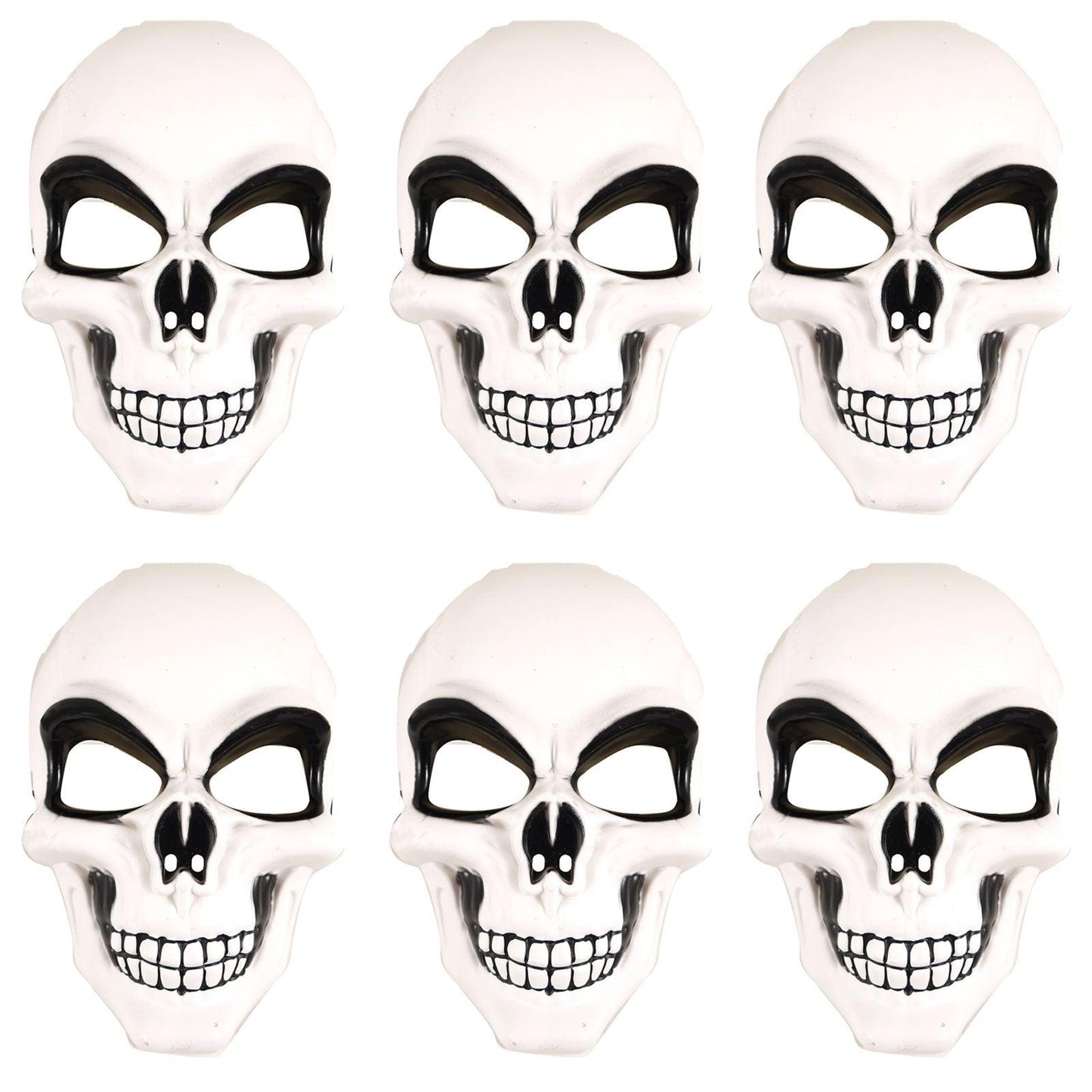 Pack of 6 White Skeleton Mask Skull Face Halloween Scary Horror Fancy Dress Party Costume Face Mask - Labreeze
