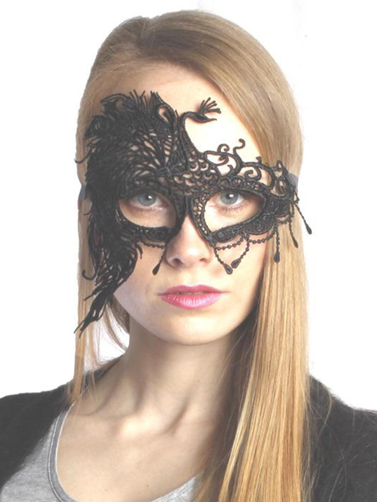 Peacock Lace Mask Black Ladies Girls Masquerade Venetian Fancy Dress Party Eye Mask - Labreeze