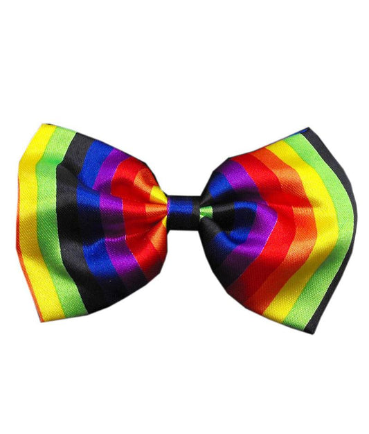 Rainbow Bow Tie Adjustable Pre Tied Satin Striped Necktie LGBTQ Party Fancy Dress - Labreeze