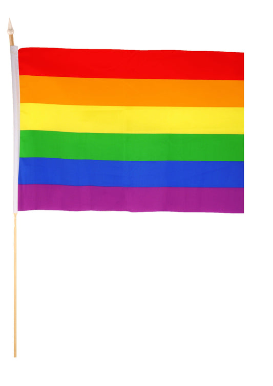 Rainbow Flag Hand Nylon with stick LGBTQ Gay Pride March Parade Mini Flag - Labreeze