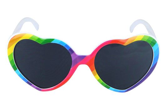 Rainbow Heart Glasses Dark Lens LGBTQ Gay Pride Parade Festival Plastic Sunglasses - Labreeze
