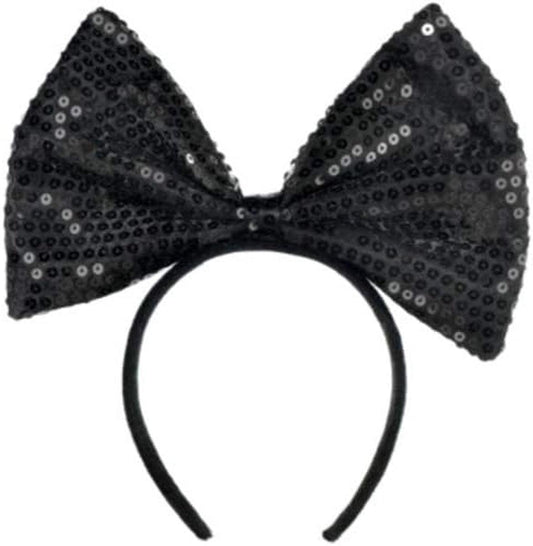 Sequin Bow Headband Fancy Dress Accessory Hair Band Ladies 80's Hen Night - Labreeze