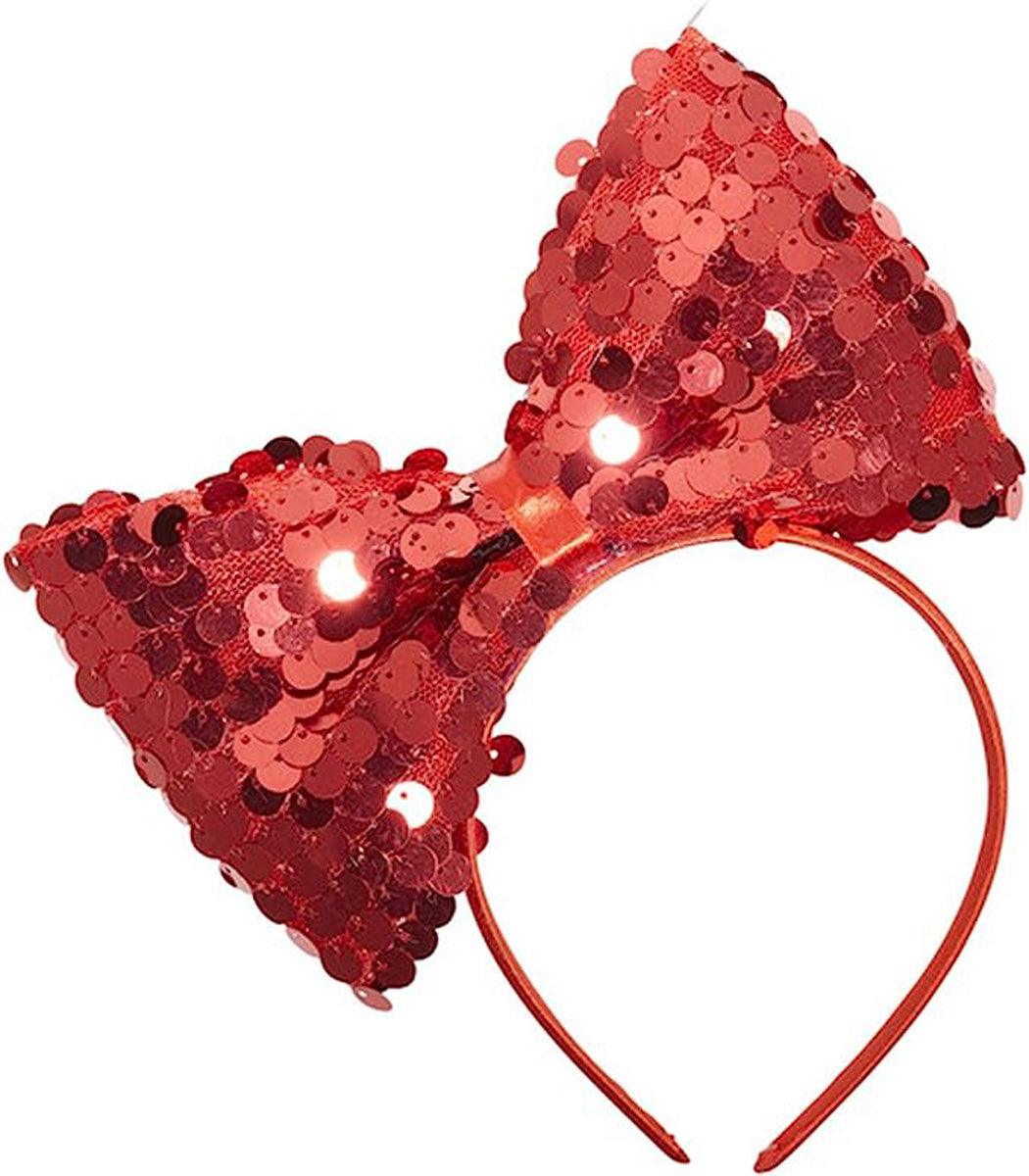 Sequin Bow Headband Fancy Dress Accessory Hair Band Ladies 80's Hen Night - Labreeze