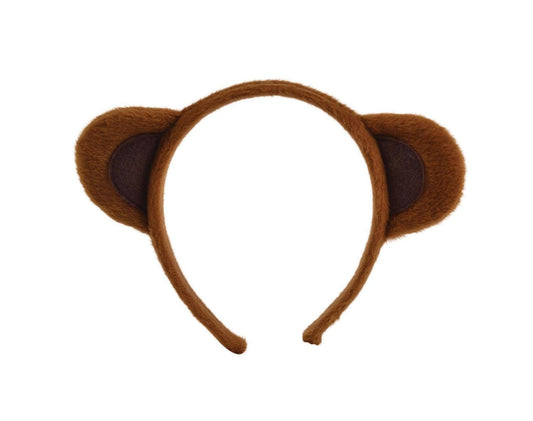 Soft Fur Animal Ears on Headband Brown Monkey Mouse Bear Book Day Fancy Dress Aliceband - Labreeze